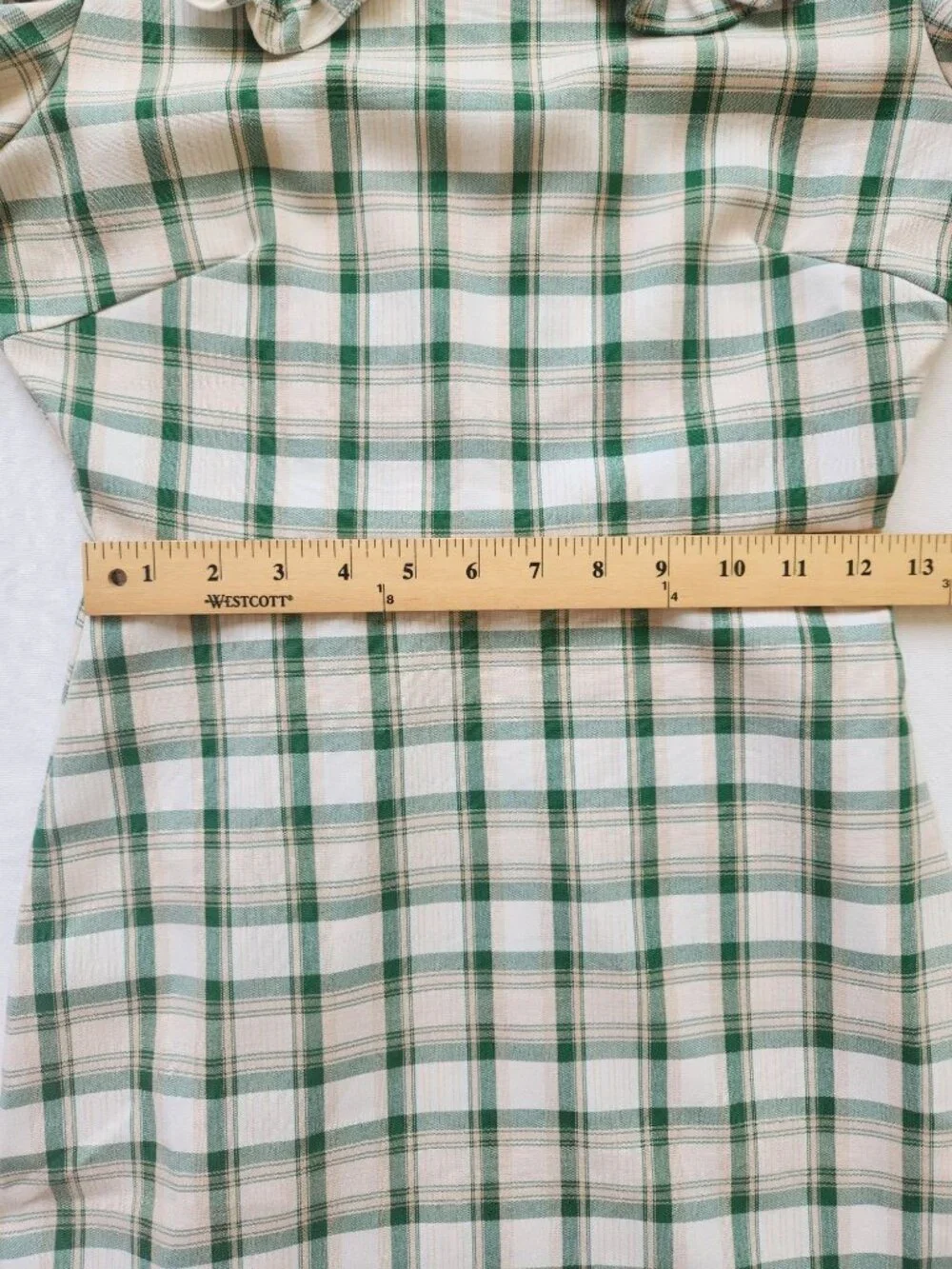 Nasty Gal Plaid Check Mini Dress Green Cream Ruffled Coquette Romantic Cottage - Picture 10 of 11